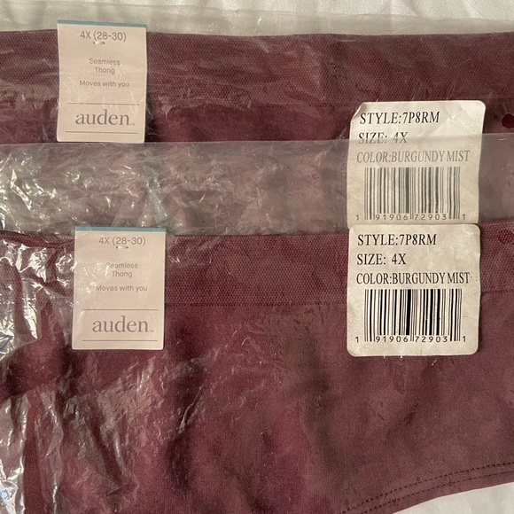 *free gift with purchase* 2 Brand new size 4X Auden Thongs in burgundy - Picture 2 of 7